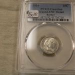 1916 PCGS Genuine 10C Cleaned UNC Detail Barber