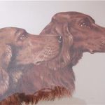 Setters Paul Wood pencil signed Paris Etching Society 1930s matted framed 18x22