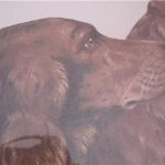 Setters Paul Wood pencil signed Paris Etching Society 1930s matted framed 18x22