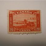 Stamps Canada #175 20 Cent - Brown Red hinged - Harvesting Wheat of 1930