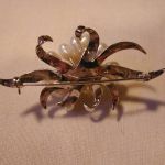 Sterling Silver Tear Drop pearl flower brooch 16 pearls in flower center