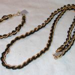 Trifari signed Twist Black bead and Gold Necklace 28" & Bracelet 7"