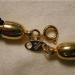 Trifari signed Twist Black bead and Gold Necklace 28" & Bracelet 7"
