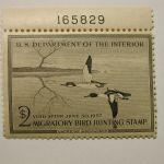 U.S. 1956 Duck Stamp #RW23-HP23 $2 Black Mint NH With Plate #165829 on Top Gr...