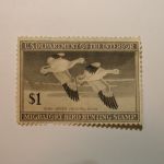 U.S. Stamp Scott #RW14 US Department of Agriculture $1 Migratory Bird Hunting Stamp Most Gum Missing