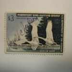 US Department of Interior Scott #RW33 $3 Whistling Swans Stamp 1966, Used & Signed
