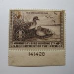 US Department of Interior Scott #RW6 $1 - 1939, MNH Plate Single #141428 Staining on Back & Missing Gum in Spots