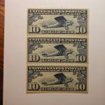 US Stamp Scott #C10 10 Cent Airmail Booklet Pane Hinge remnant