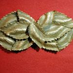Vintage Dress Sash/Scarf Clip Gold-Tone Leaves Art Deco Nouveau