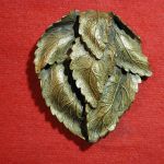 Vintage Dress Sash/Scarf Clip Gold-Tone Leaves Art Deco Nouveau