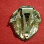 Vintage Dress Sash/Scarf Clip Gold-Tone Leaves Art Deco Nouveau