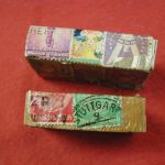 Win the War Matchboxes covered in WW2 Stamps Stuttgart cancel