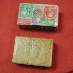 Win the War Matchboxes covered in WW2 Stamps Stuttgart cancel