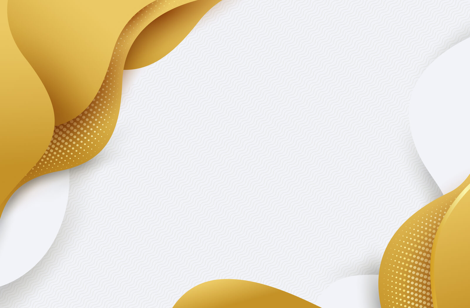 Abstract background with a white center framed by flowing golden waves and dotted patterns on the edges.