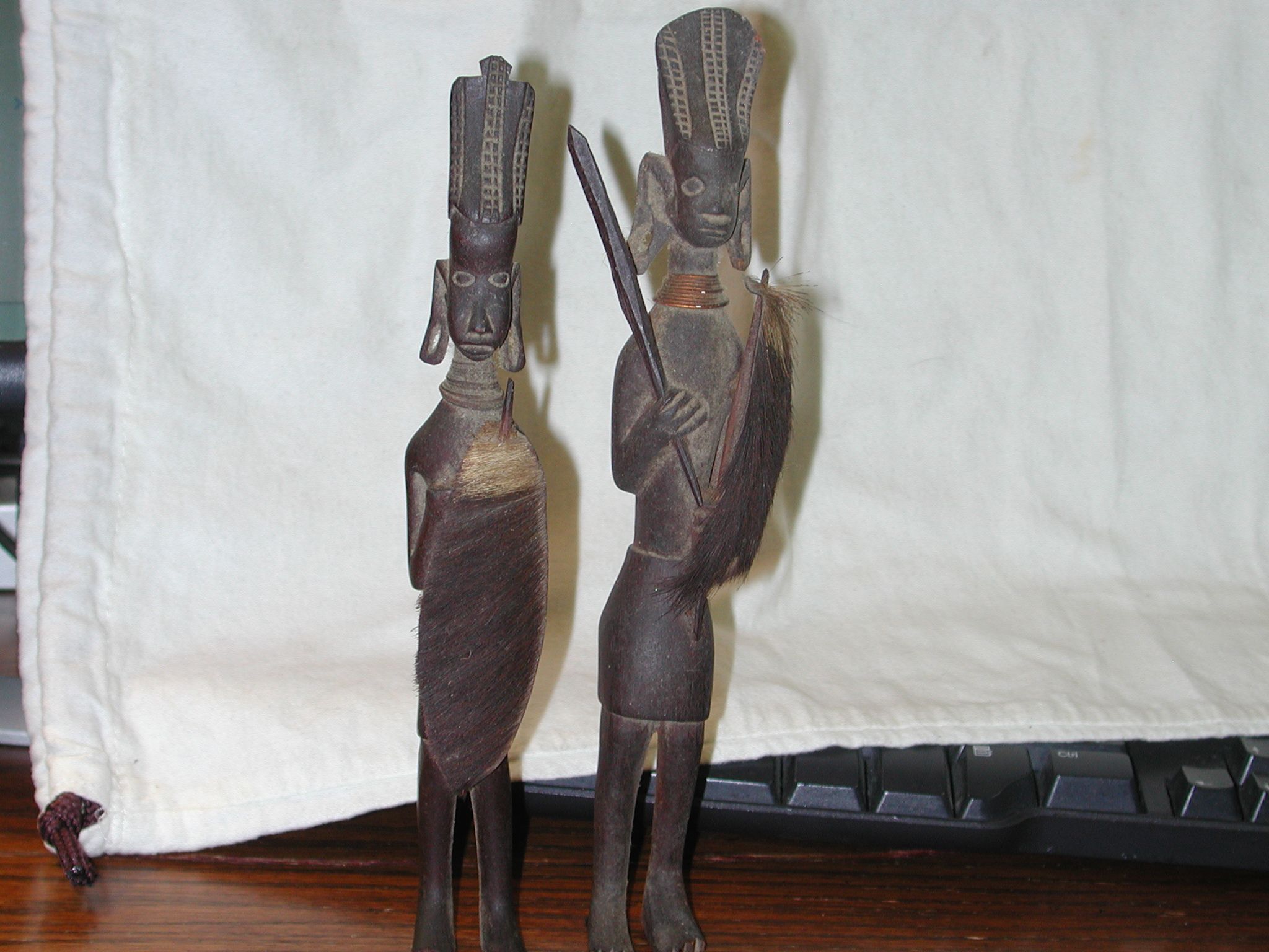 African Wood Statues Vintage Hand Carved Warriors Bellport Jewelers