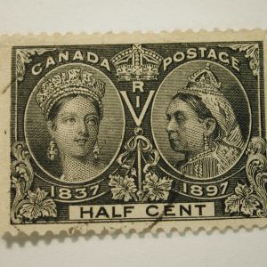 CANADA #50 Stamp - Half Cent Used Lightly Hinged