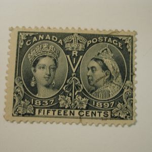 CANADA #58 1897 15 Cent Steel Blue QV Jubilee Used LH