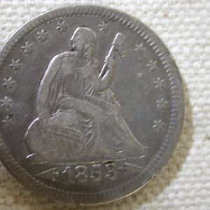 1853 Seated Liberty Quarter Extra Fine rays & arrows