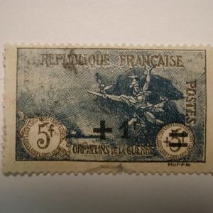 FRANCE #B19 - 1922 5fr + 1fr War Orphans - Used light hinge