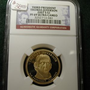 Third President Thomas Jefferson 2007-S NGC PF69 Ultra Cameo