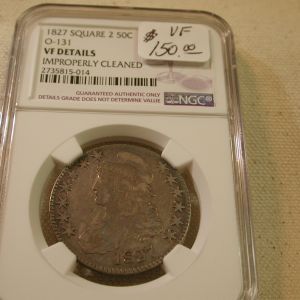 1827 Square 2 50C O-131 VF Details Improperly Cleaned NGC