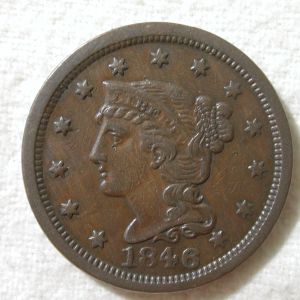 1846 U.S. Large Cent Braided Hair Small Date Extra Fine