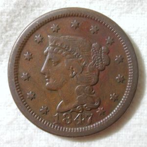 1847 U.S. Large Cent Braided Hair Extra Fine