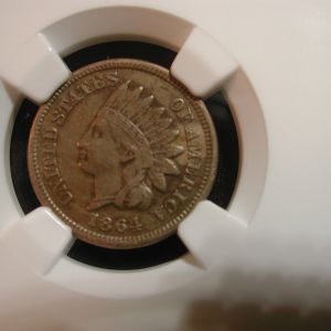 1864 Copper Nickel 1 Cent Indian NGC Certified XF Details
