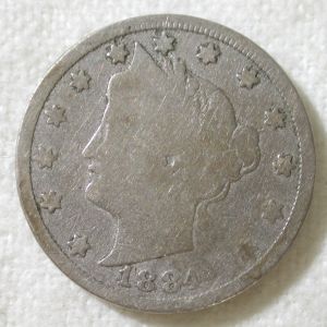 1884 U.S. 5 Cent Liberty Nickel Good Condition