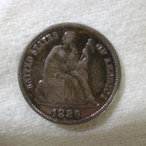 1889 U.S Liberty Seated Dime Variety 4 About Uncirculated