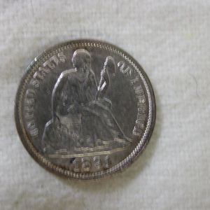 1891 U.S Liberty Seated Dime Variety 4 About Uncirculated