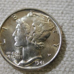 1941-D U.S Mercury Dime Full Split Bands Choice Uncirculated