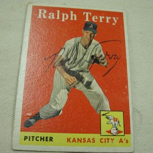 Topps 169 Ralph Terry Kansas Baseball Card Single Signed