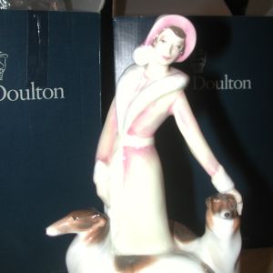 Royal Doulton 1996 NIB Daisy w wolfhounds Masiankowski signed