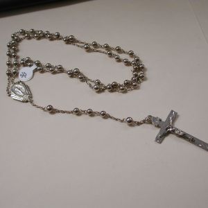 Vintage Sterling silver Rosary 35" with round beads 2" crucifix