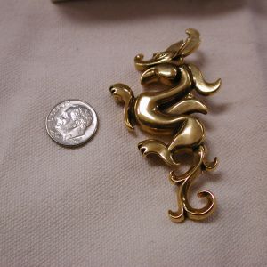 Vintage Met Museum of Art Dragon pendant pin 3" with box GOT inspired