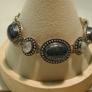 Lapis Lazuli Moonstone Sterling Bali Bracelet 7.5 inches new with tags