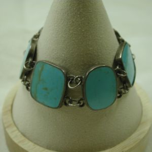 Polished Turquoise Flat Geometric 20mm Bracelet 7 inches