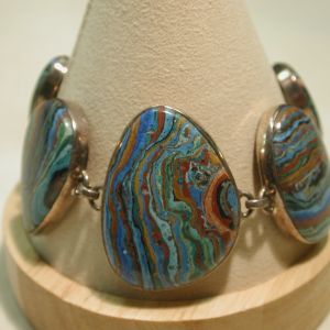 Sunset Chrysocolla-Malachite Dramatic Cuff Sterling Toggle Bracelet 8 1/2 Inches