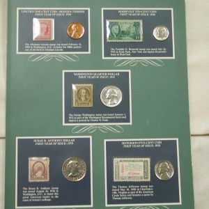 Lincoln Roosevelt Washington Jefferson 1st Day Issue Coin Stamp Set