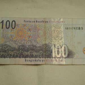 1999 South African Reserve Bank 100 Rand Note