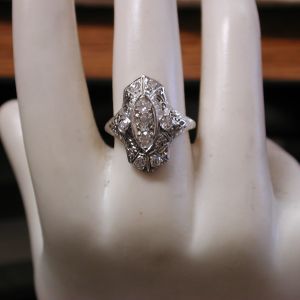 14KT antique Art Deco Diamond half carat filigree size 6 3/4
