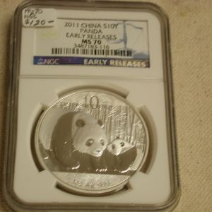 2011 China 10Y Panda Early Releases MS70 NGC