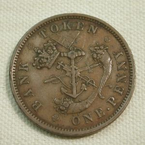 1857 Bank of Upper Canada One Penny Extra Fine