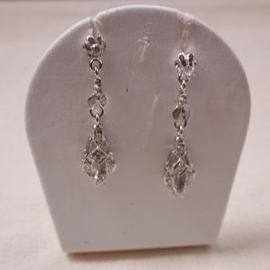 Art Deco 14KT white gold Diamond Dangling Dressy Wedding earrings