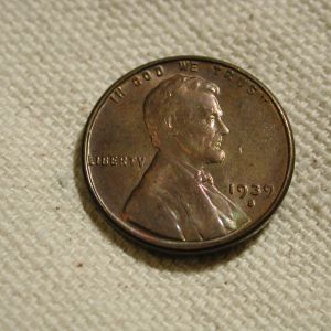 1939-S U.S Lincoln Wheat Cent Gem Uncirculated rainbow toning