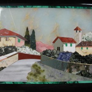 Countryside Black Onyx inlaid Marble Malachite Jasper Made in Italy