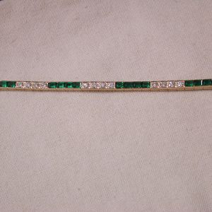 14KT 9 carat round Diamond Emerald step cut 7.25" channel set