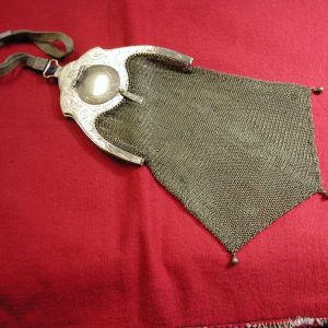 WB Mesh Purse wristlet w/mini hinged compact mirror Gold Wash Pat. 1918