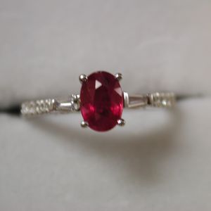 14KT white gold Ruby and Diamond 3/4 carat Size 7